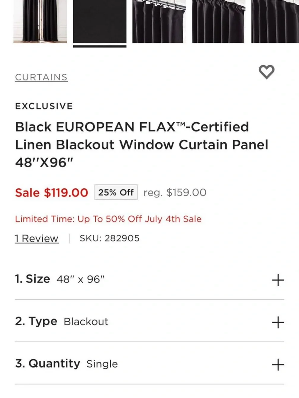 CB2 Black Blackout Linen Curtain Panels Pair 96” Length like NEW